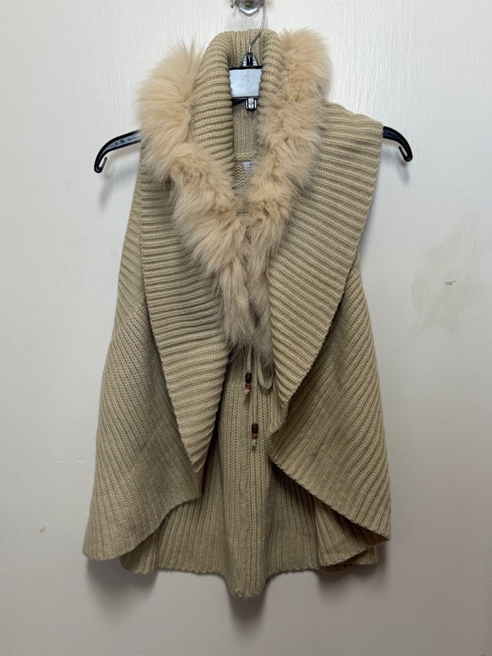 Sisters of the Tribe Women's Fur Trimmed Tan Cardigan